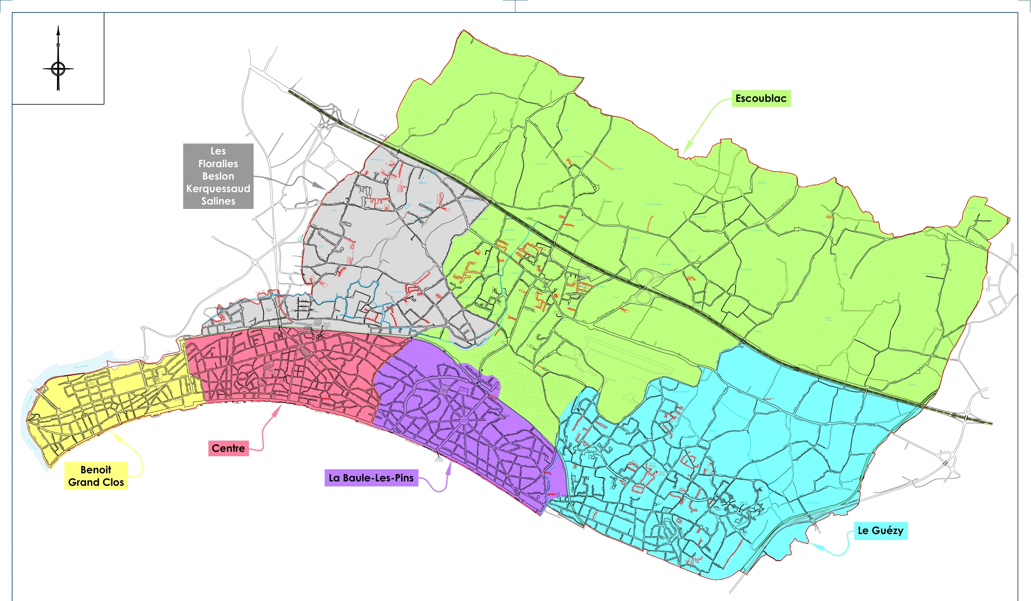Carte des quartiers de La Baule-Escoublac